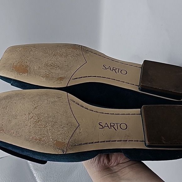 Franco Sarto Tracy Square Toe Blue Green Suede Flat 7.5M - Picture 5 of 6